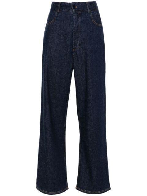 high-waisted straight-leg jeans by BASERANGE