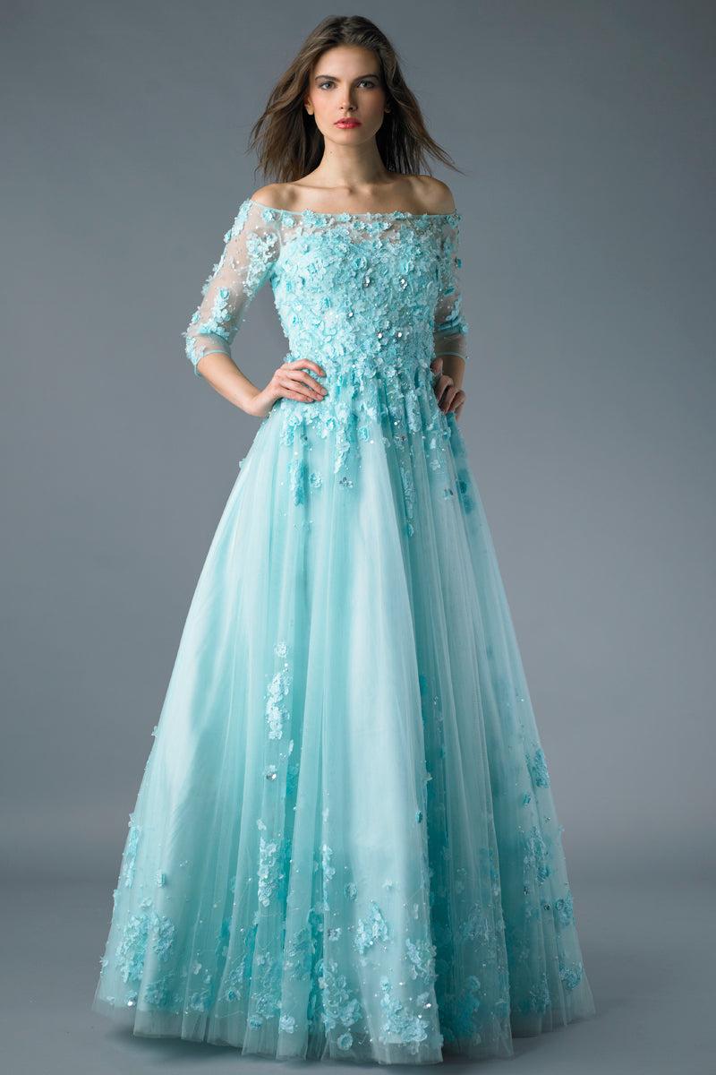 Three Quarter Sleeve Formal Gown by BASIX BLACK LABEL