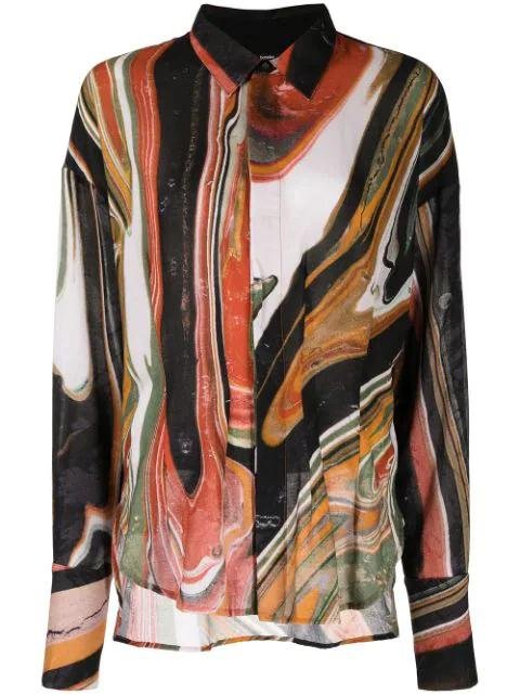 abstract-print cotton shirt by BASSIKE