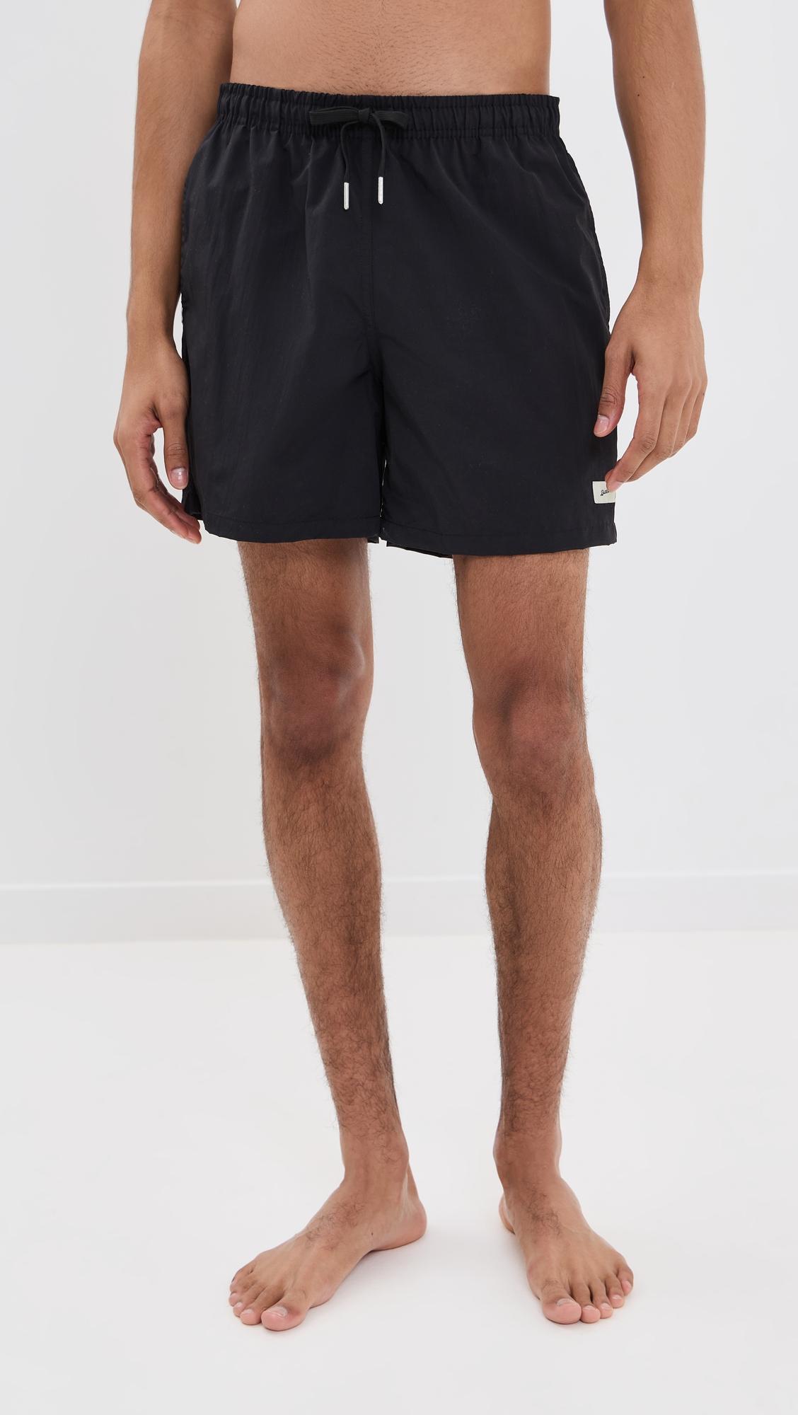 Solid Black Swim Trunks 5" by BATHER