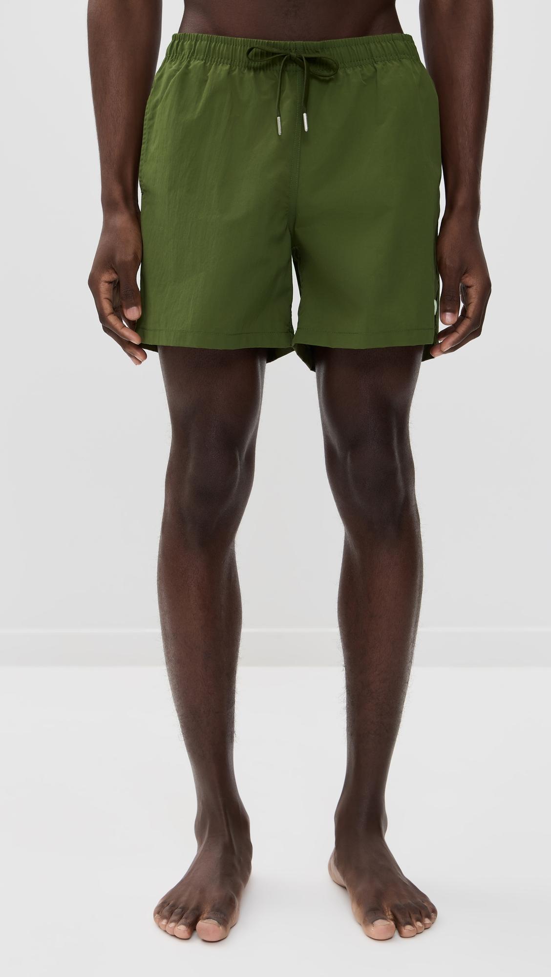 Solid Olive Swim Trunks 5.5" by BATHER