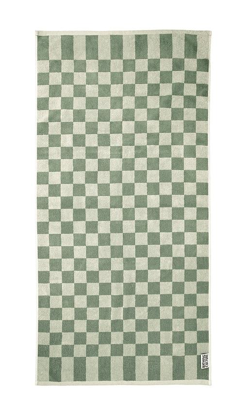Bathing Culture Bathhouse Check Organic Body Towel in Sage by BATHING CULTURE