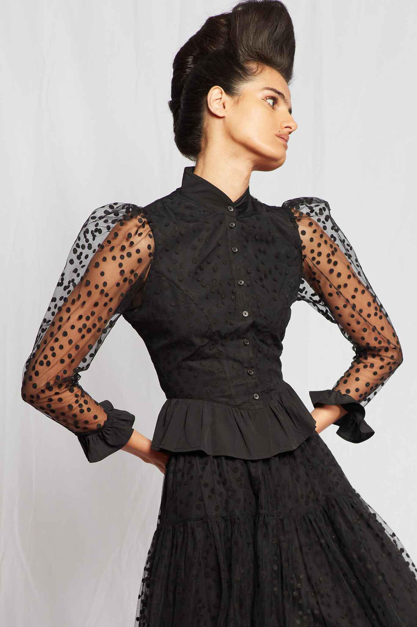 Grace Blouse in Black Polka Dot by BATSHEVA