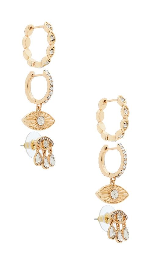BaubleBar Good Intentions Evil Eye Earring Set in Metallic Gold by BAUBLEBAR