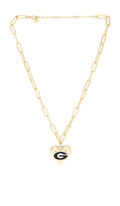 BaubleBar University Of Georgia Statement Heart Necklace in Metallic Gold by BAUBLEBAR