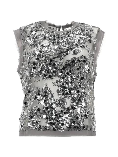 Manira sequin-embellished frayed blouse by BAUM UND PFERDGARTEN