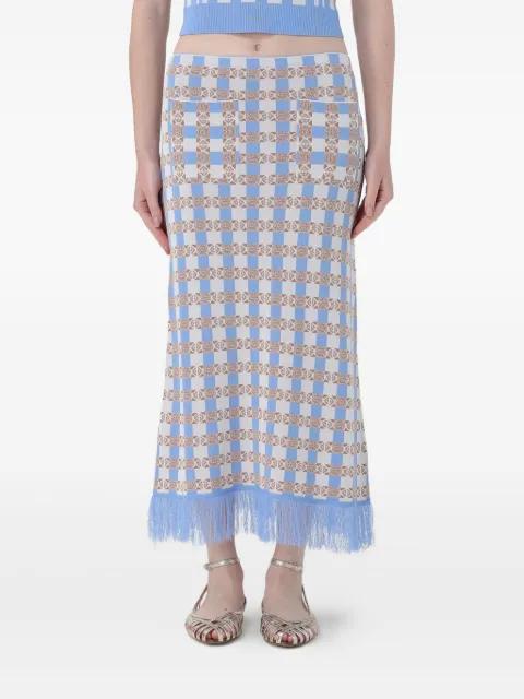 all-over pattern fringed midi skirt by BAUM UND PFERDGARTEN