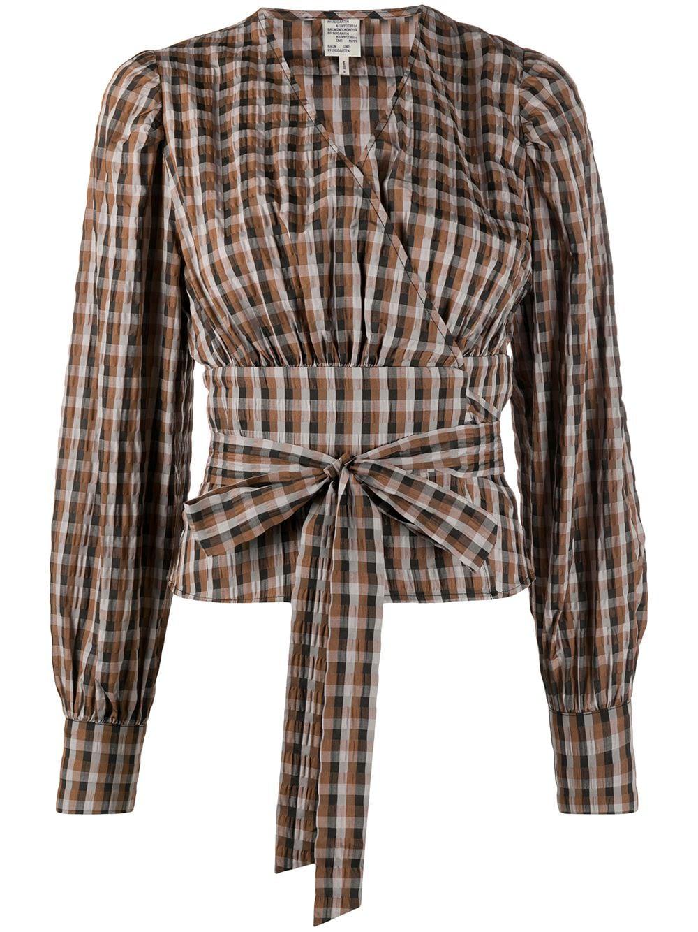 gingham-print wrap blouse by BAUM UND PFERDGARTEN
