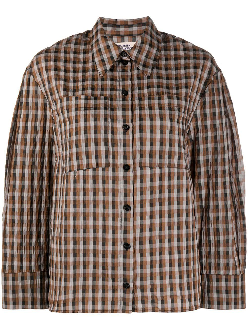 gingham puff-sleeve shirt by BAUM UND PFERDGARTEN