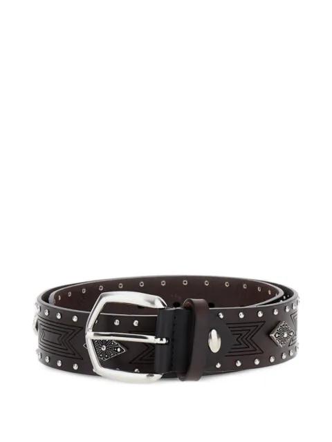 diamond studs leather belt by BAX LAB