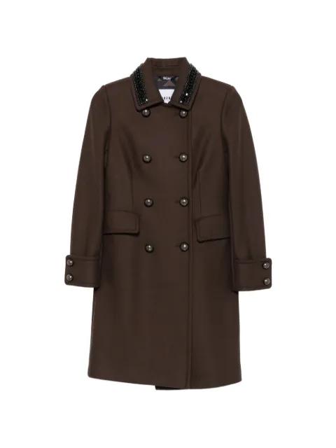 bead-embellishment double-breasted coat by BAZAR DELUXE