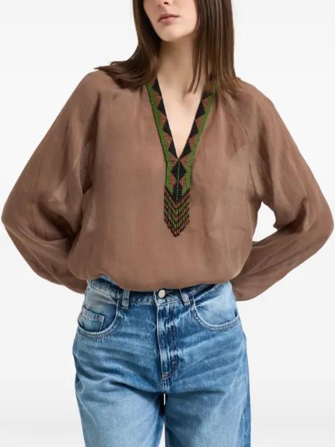 beaded-detail V-neck blouse by BAZAR DELUXE