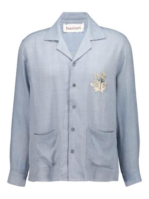 Chitin front-pocket floral-embroidered shirt by BAZISZT