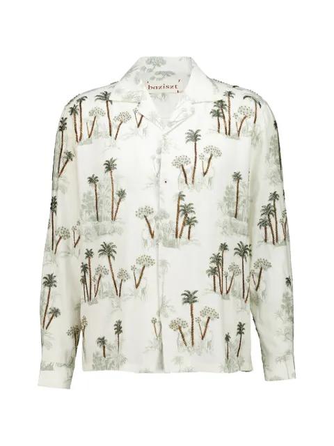 Rico bead-embellished palm-tree shirt by BAZISZT