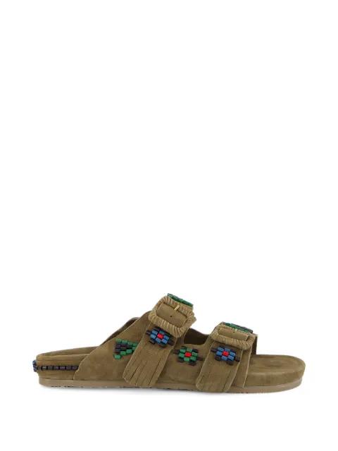 Sambla bead-embellished suede flat sandals by BAZISZT