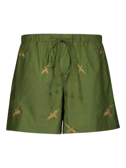embroidered-bird shorts by BAZISZT