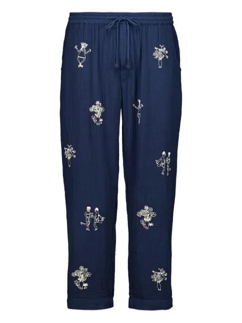 embroidered-sketches trousers by BAZISZT