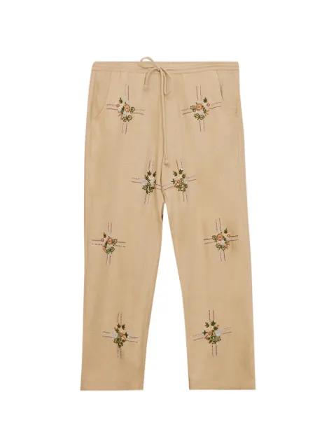 floral-embroidered track pants by BAZISZT