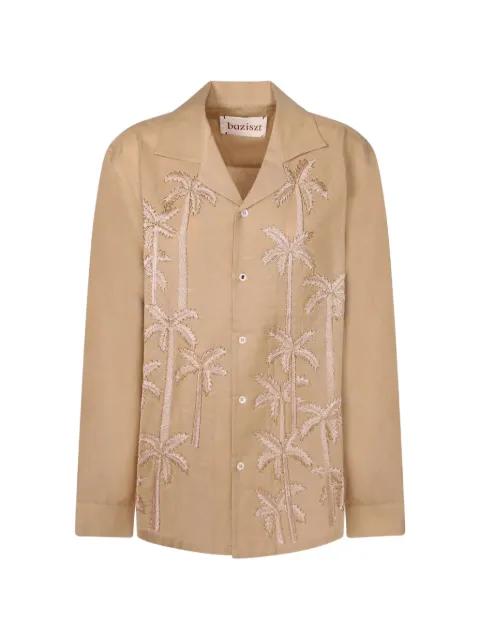 palm-tree embroidered shirt by BAZISZT