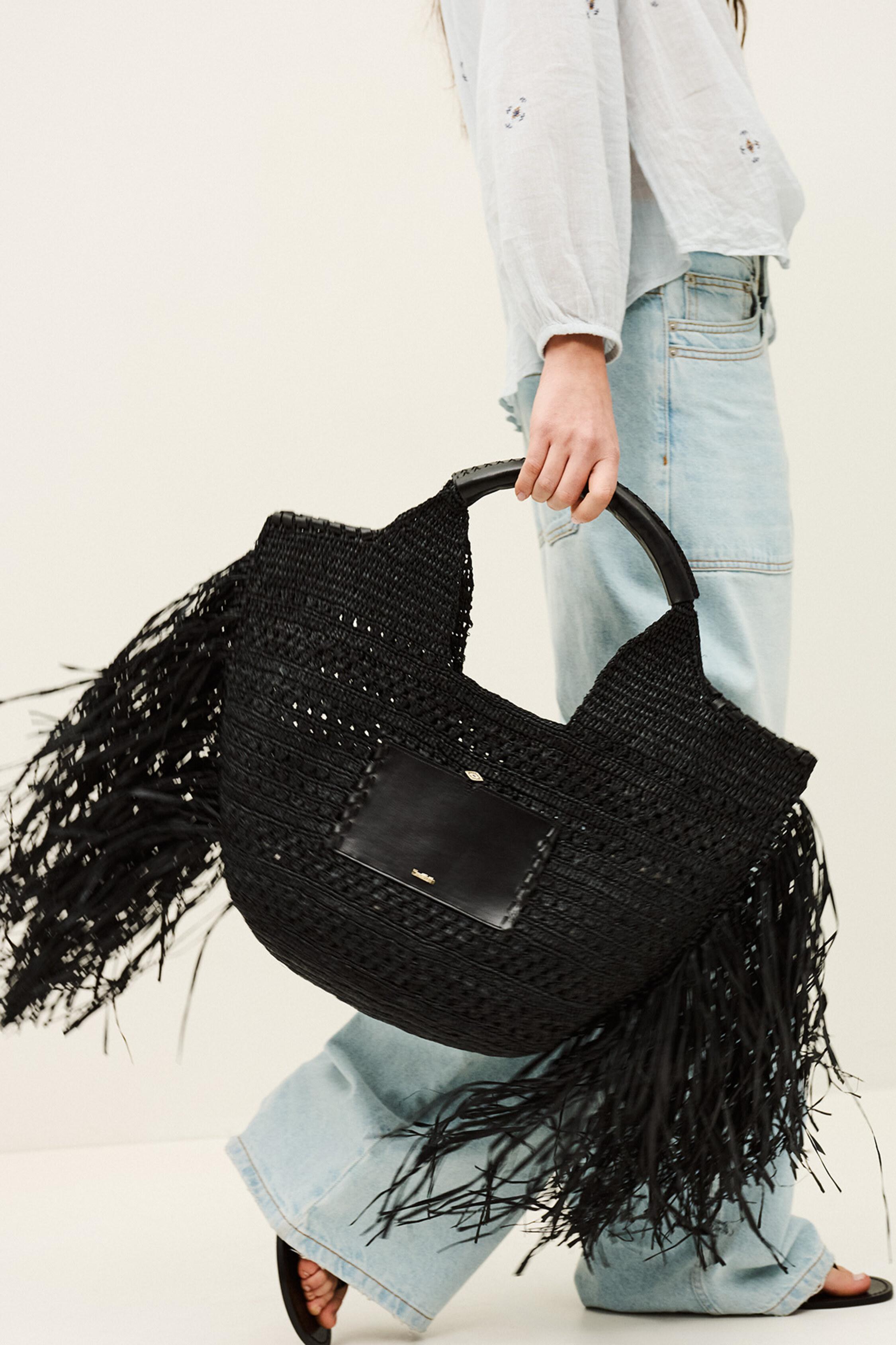 ARA fringed raffia straw bag by BA&SH