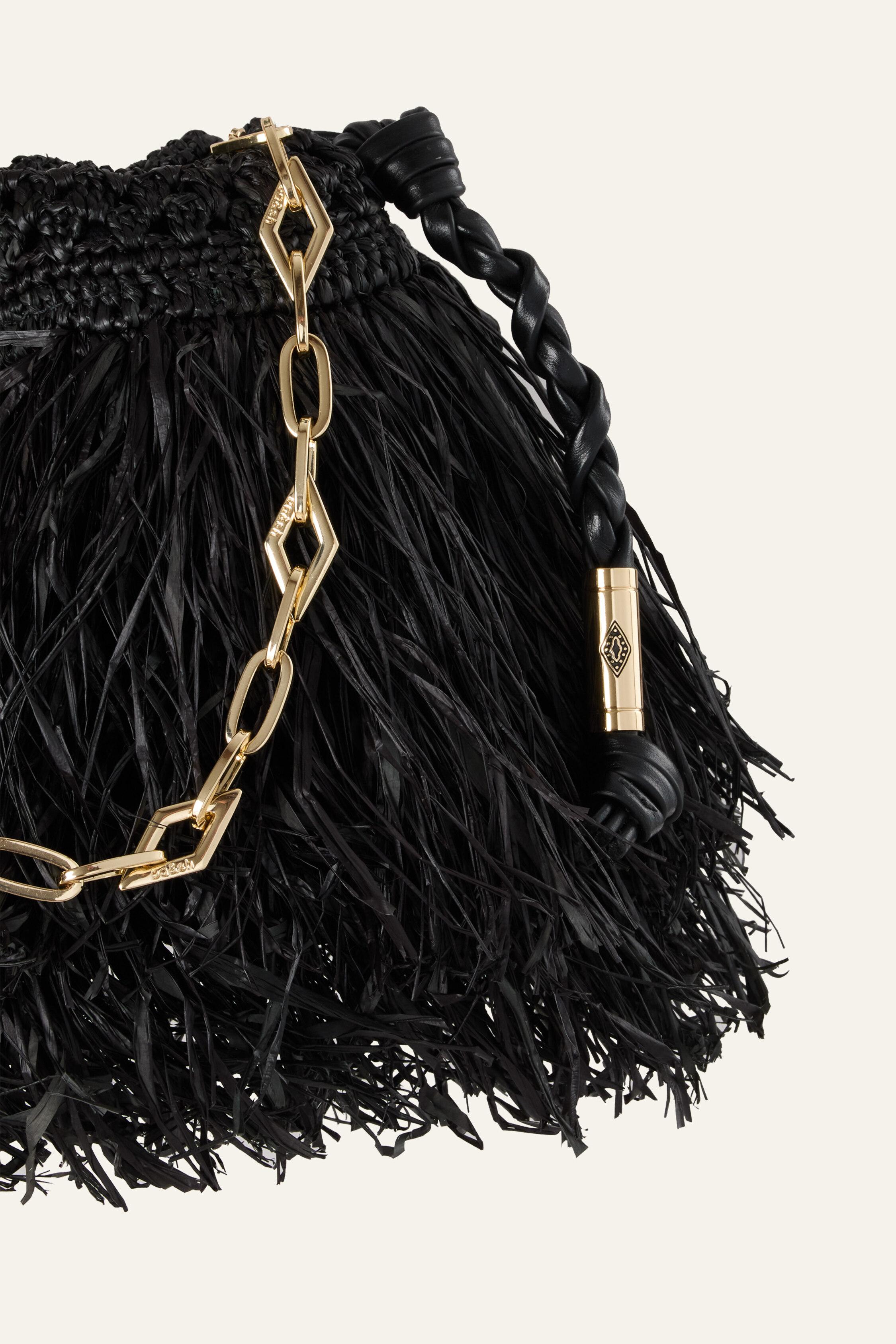 JUNE fringed raffia clutch by BA&SH