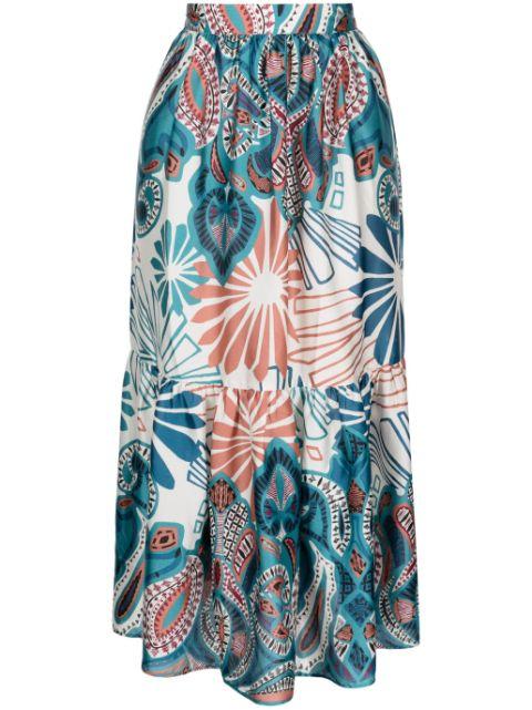 botanical-print flared skirt by BA&SH