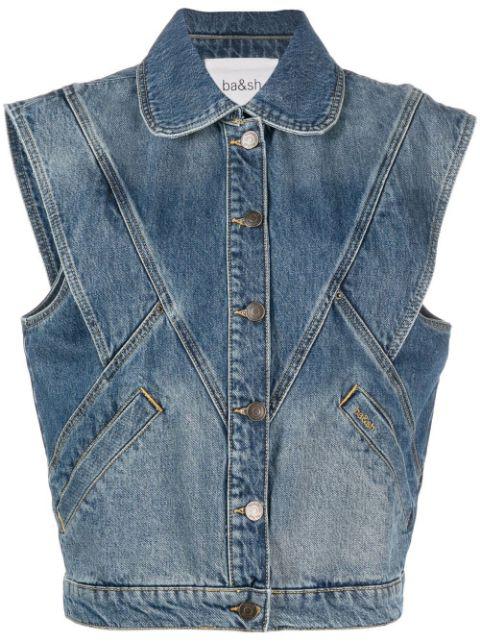 button-up denim vest by BA&SH