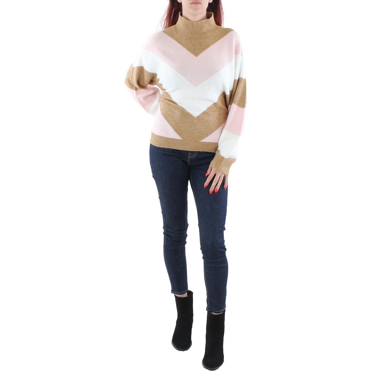 BCBG Max Azria Women's Chevron Colorblock Print Slouchy Mockneck Sweater by BCBGMAXAZRIA