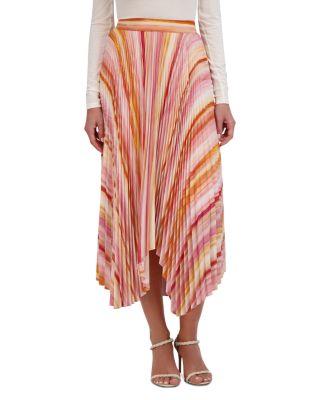 Ombr&eacute; Stripe Pleated Handkerchief Midi Skirt by BCBGMAXAZRIA