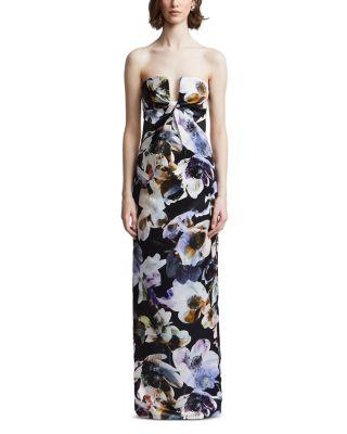 Roslyn Floral Twist Front Gown by BCBGMAXAZRIA