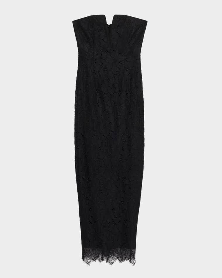 Strapless Floral Lace Column Gown by BCBGMAXAZRIA