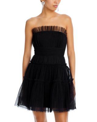 Strapless Tiered Tulle Mini Dress by BCBGMAXAZRIA