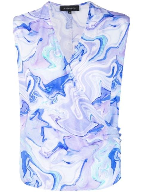 marbled-pattern sleeveless blouse by BCBGMAXAZRIA