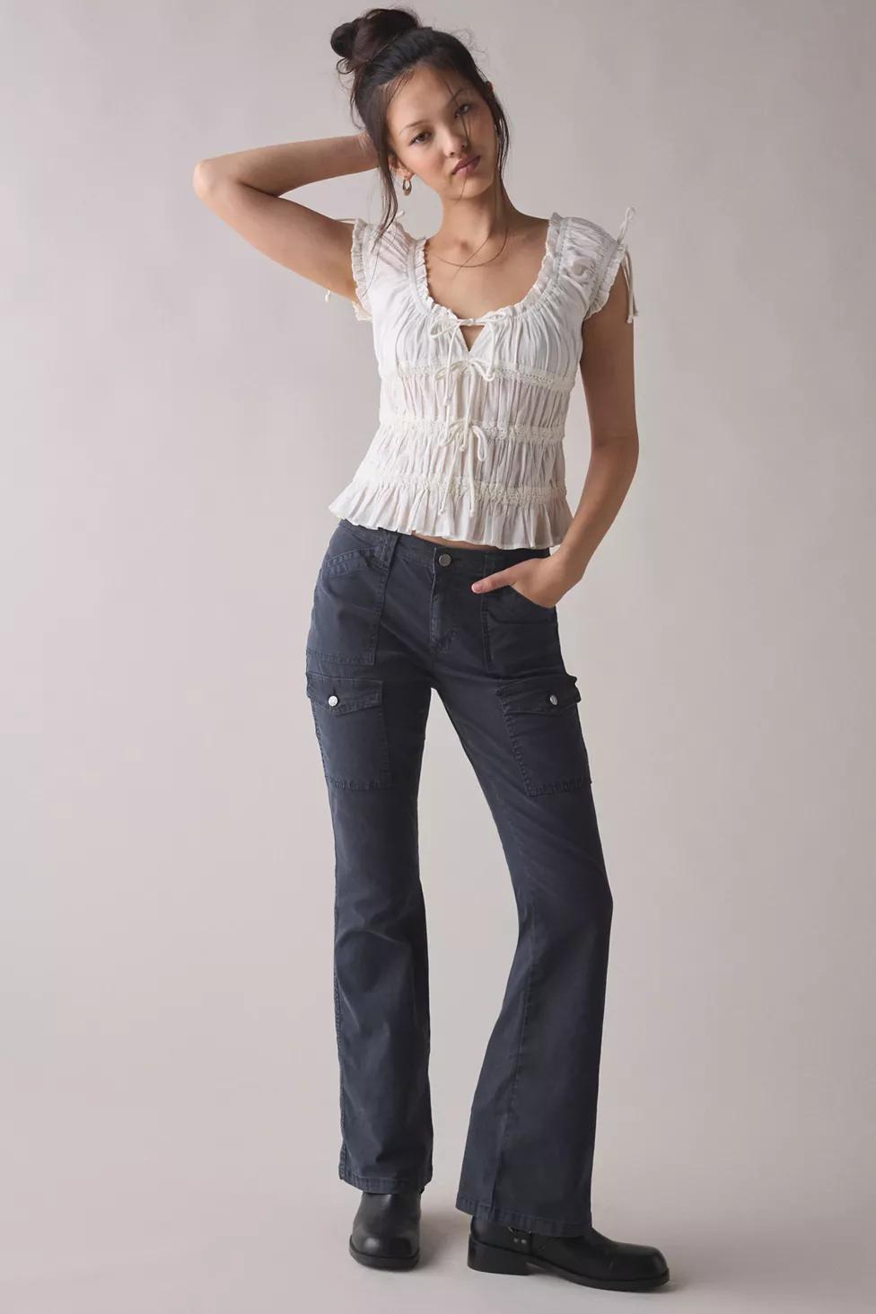 BDG Brigid Canvas Ultra Low-Rise Bootcut Utility Pants by BDG