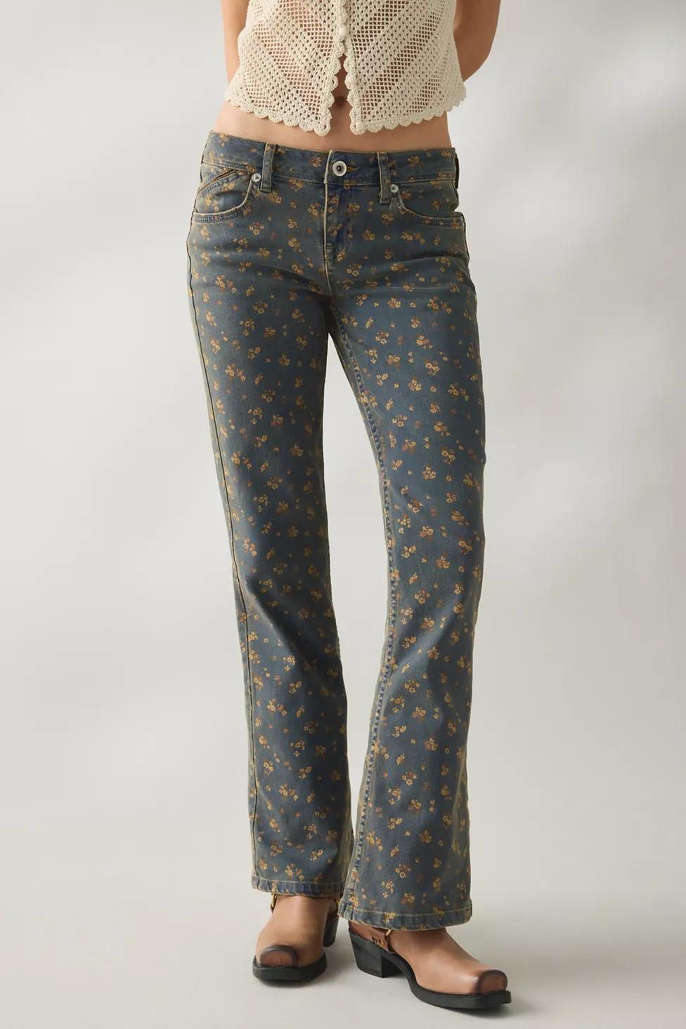 BDG Brooke Printed Low-Rise Flare Jeans by BDG