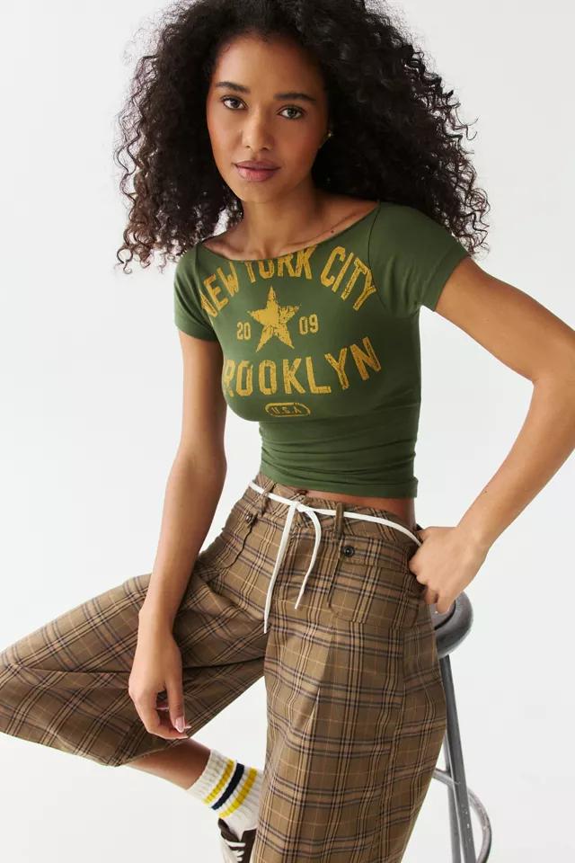 BDG Brooklyn NYC Graphic Slash Neck Baby Tee by BDG