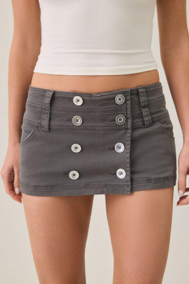 BDG Can't Stop Canvas Button-Front Mini Skort by BDG