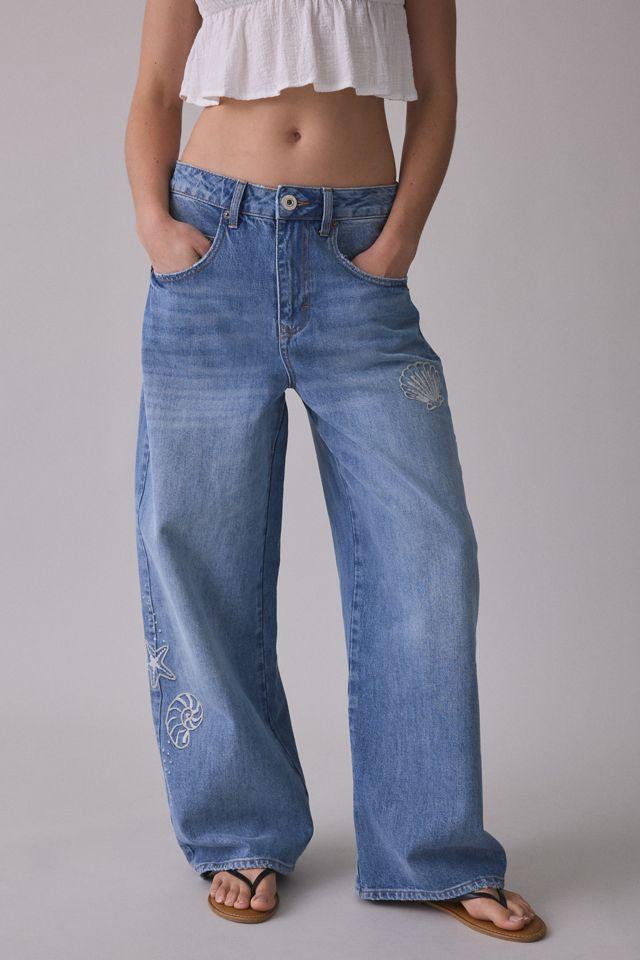 BDG Jaya Seashell Embroidered Baggy Boyfriend Jeans by BDG