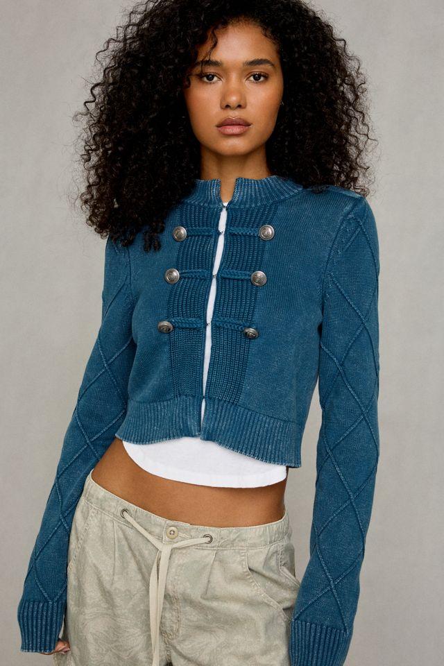 BDG Kellie Cadet Military Button Detail Sweater Jacket by BDG
