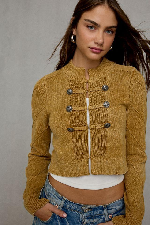 BDG Kellie Cadet Military Button Detail Sweater Jacket by BDG