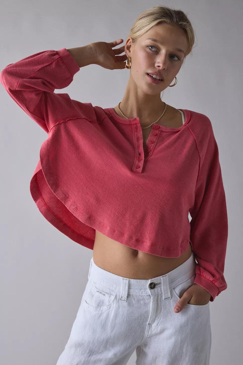 BDG Logan Oversized Long Sleeve Henley Top by BDG