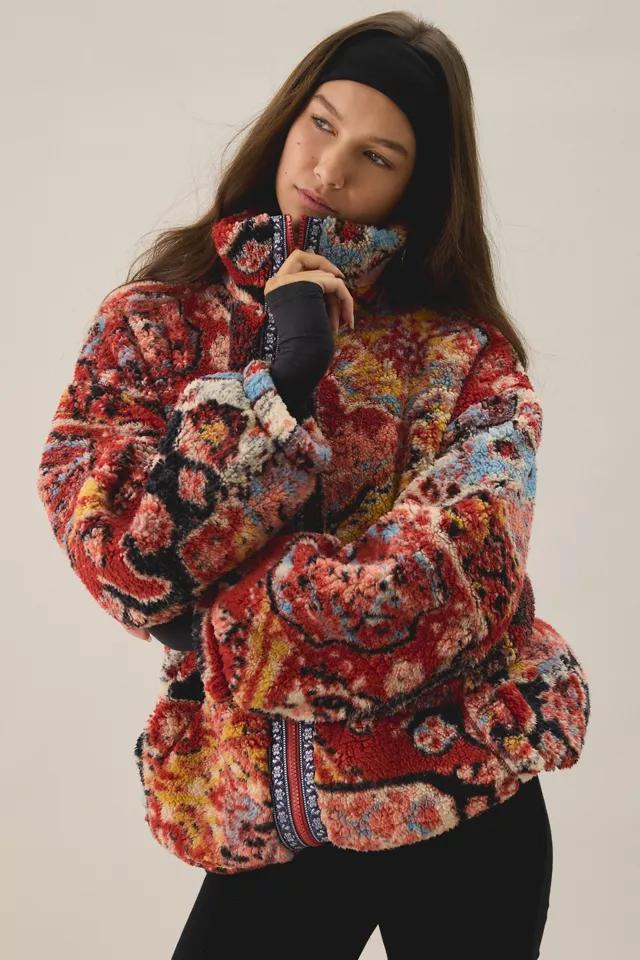 BDG Mae Printed Piled Fleece Zip-Up Jacket by BDG