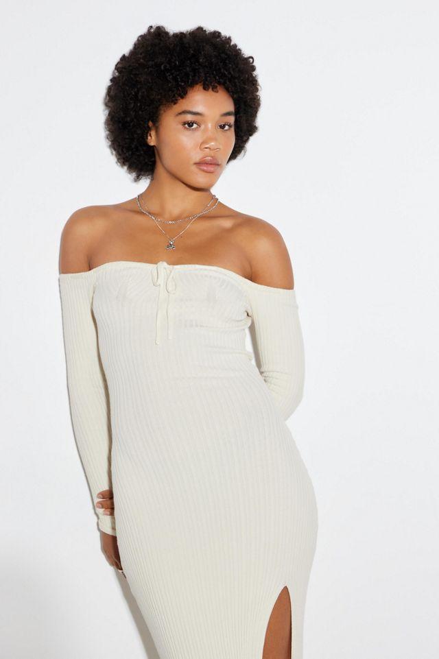 BDG Marni Knit Off-The-Shoulder Midi Dress by BDG