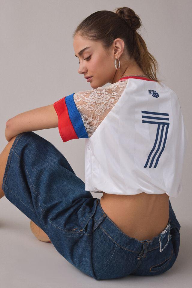 BDG Striker Lace Trim Cropped Jersey Tee by BDG