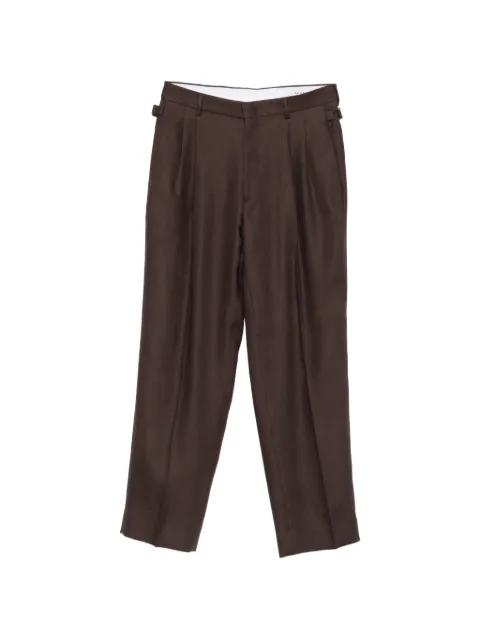 pleated side-adjuster trousers by BE ABLE