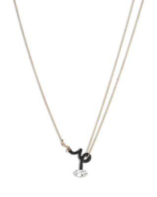 9K Yellow Gold & Sterling Silver You're So Vine Rock Crystal Black Pendant Necklace by BEA BONGIASCA