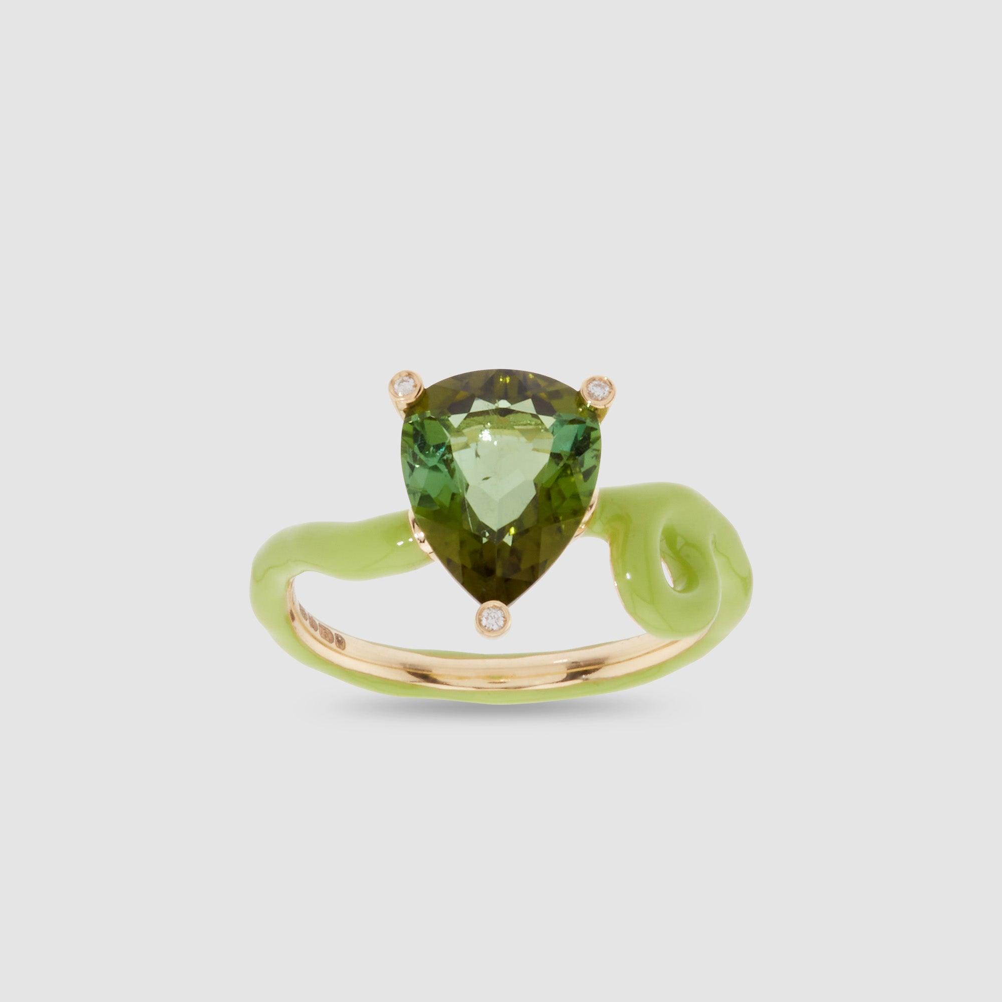 BEA BONGIASCA - 18K Yellow Gold Kim Ring With Green Tourmaline by BEA BONGIASCA