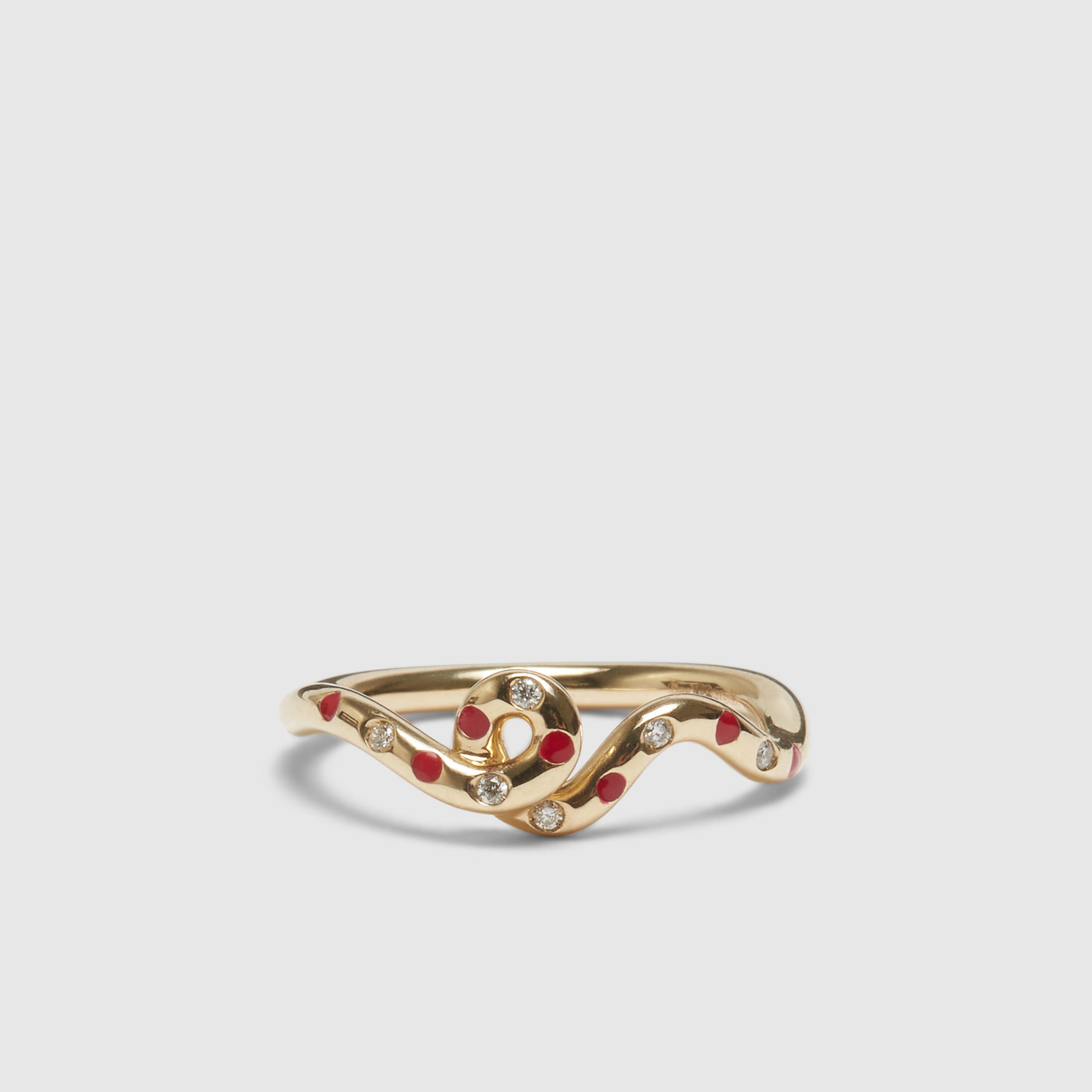 Bea Bongiasca - Gold Wave Ring - (Red) by BEA BONGIASCA