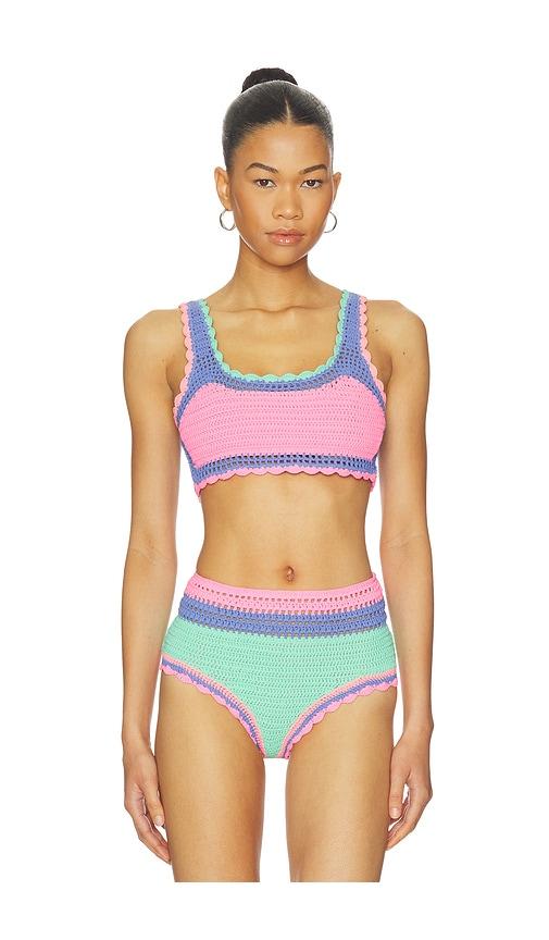 BEACH RIOT Andy Bikini Top in Pink,Blue by BEACH RIOT