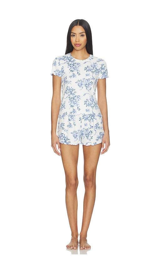 BEACH RIOT Bay Short Sleep Set in Blue,White by BEACH RIOT